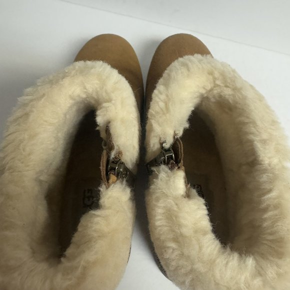 UGG Womens Bodie Fur Belted Boot Chestnut Size 8.5 M - Picture 5 of 7